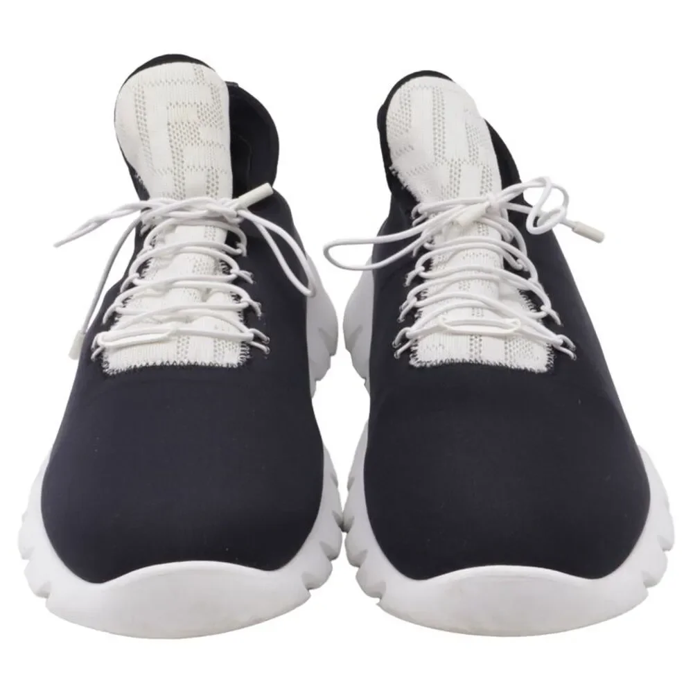 Fendi Low Top Knit Sneakers in Black Neoprene